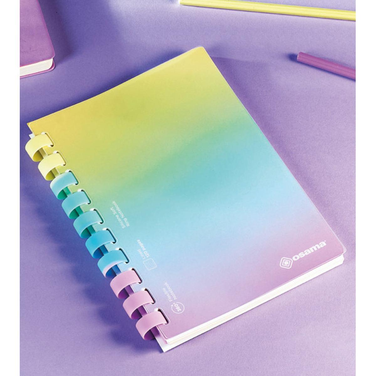 Quaderno spirale pp senza fori b5 80 gr. 120 fogli 1 rigo rainbow pastel osama