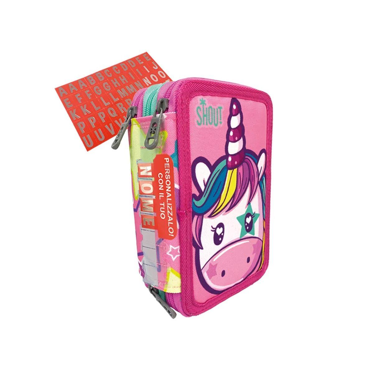 Shout magic unicorn - astuccio 3 zipper - 44 pezzi
