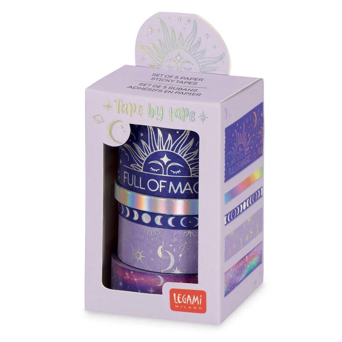 Legami - set di 5 nastri adesivi di carta - tape by tape
