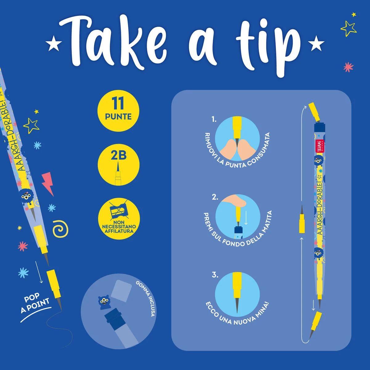 Legami - matita impilabile con gomma - take a tip