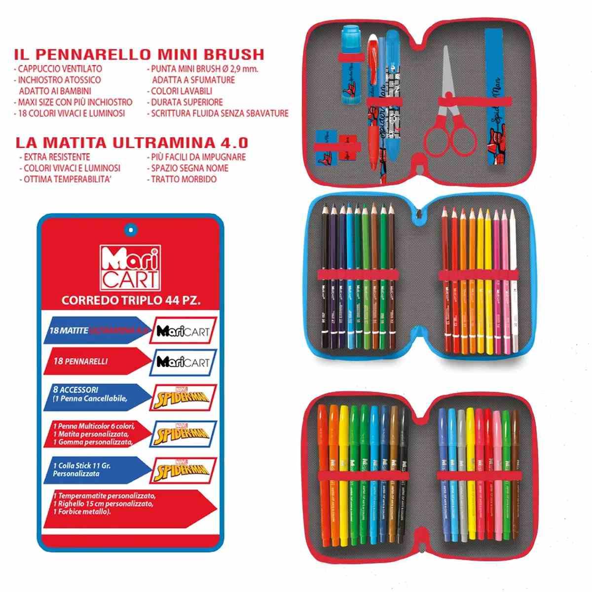 Spiderman - astuccio 3 zipper - 44 pezzi