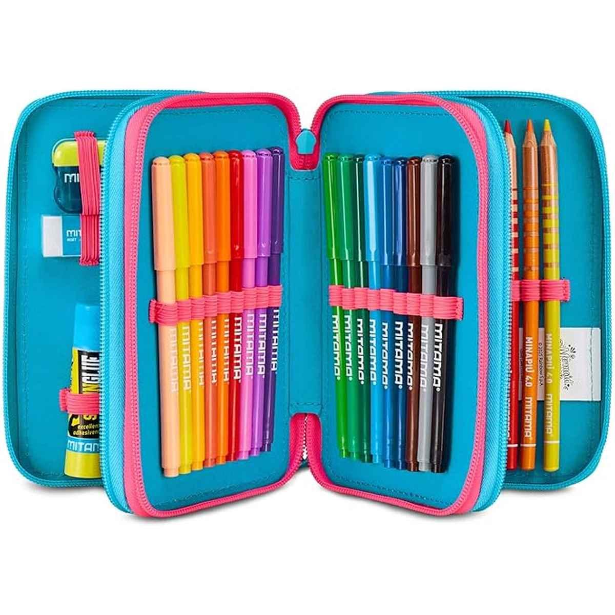 Astuccio 3 zip con corredo mermaid magic