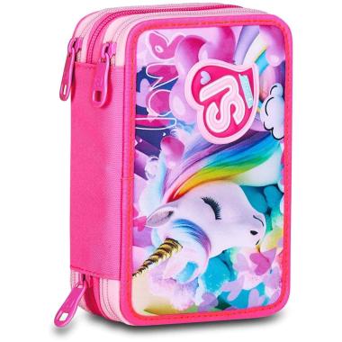 Astuccio 3 zip con corredo flyunicorn girl
