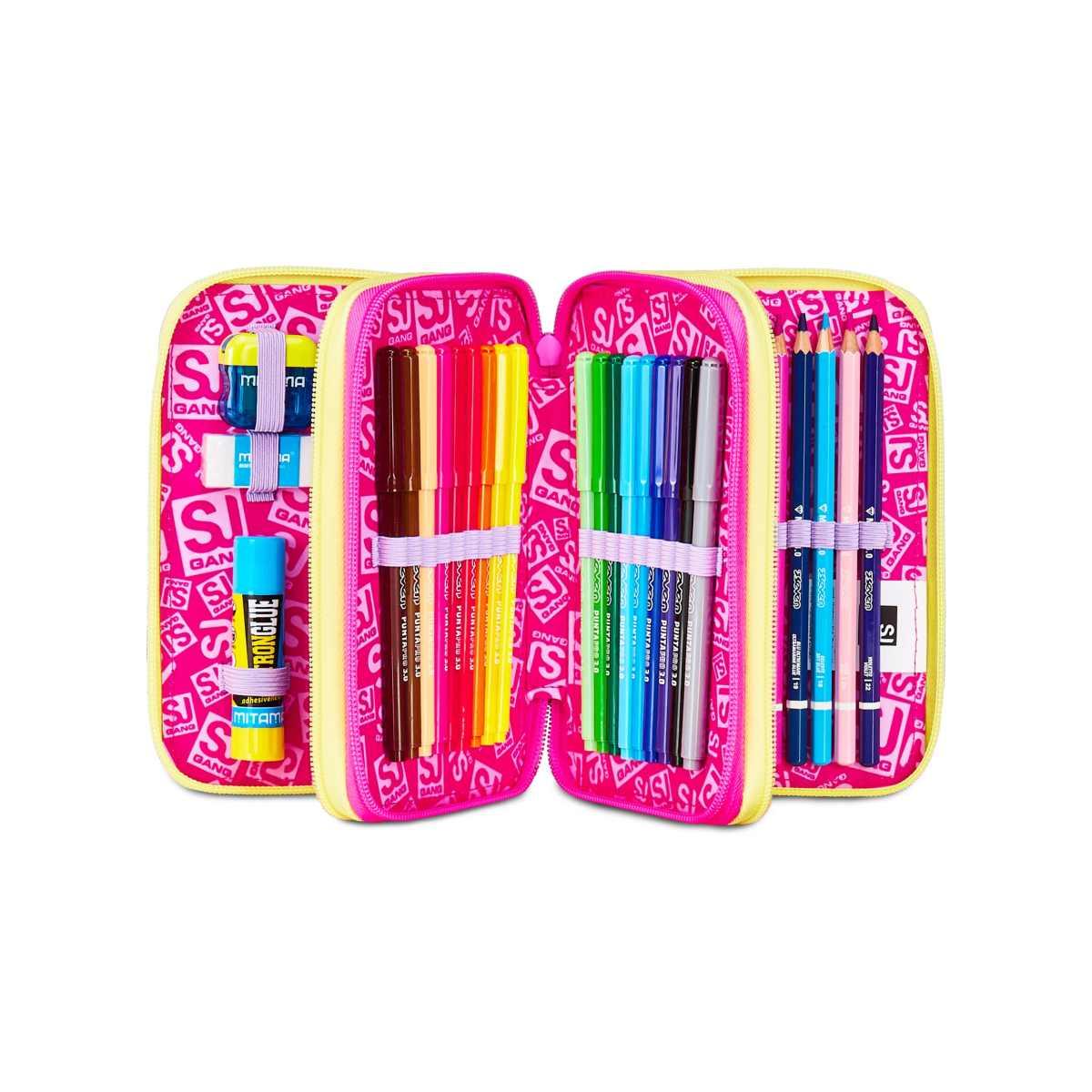 Astuccio 3 zip con corredo game led girl