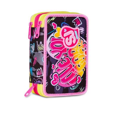 Astuccio 3 zip con corredo game led girl