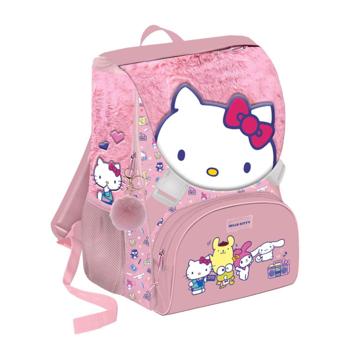 Zaino scuola estensibile in peluche hello kitty and friends