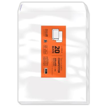 Buste a sacco fondo piatto 300 x 400 mm competitor strip 100 gr - pack 20 pz