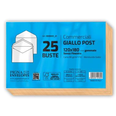 Buste ccommerciali giallo post senza finestra - 120 x 180 mm - 80 gr - pack 25 pz
