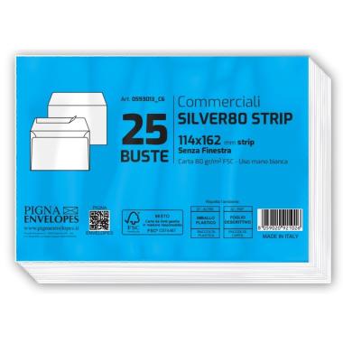 Buste commerciali silver80 strip senza finestra - 114 x 162 mm - 80 gr - pack 25 pz