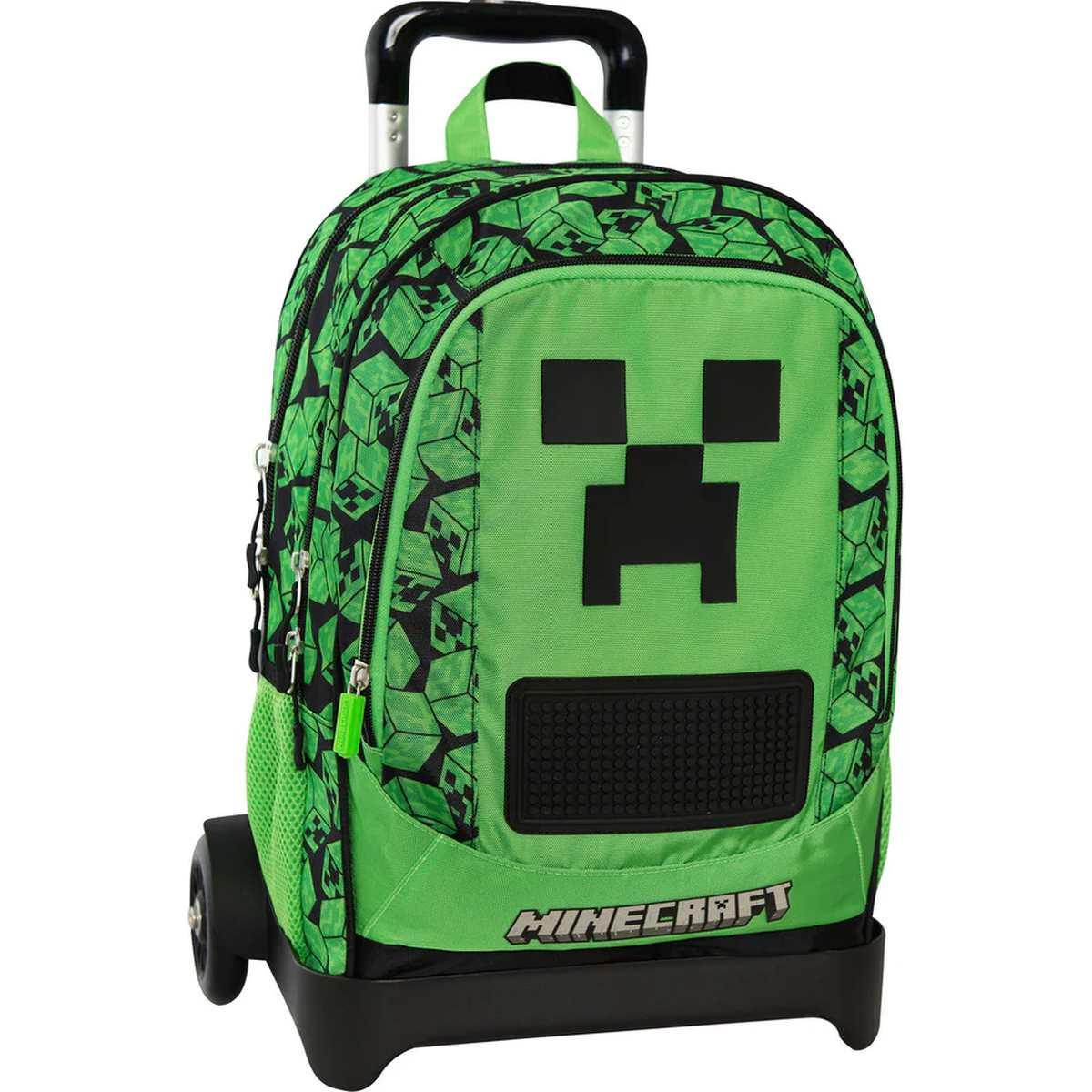 Zaino trolley staccabile minecraft pixel verde/nero