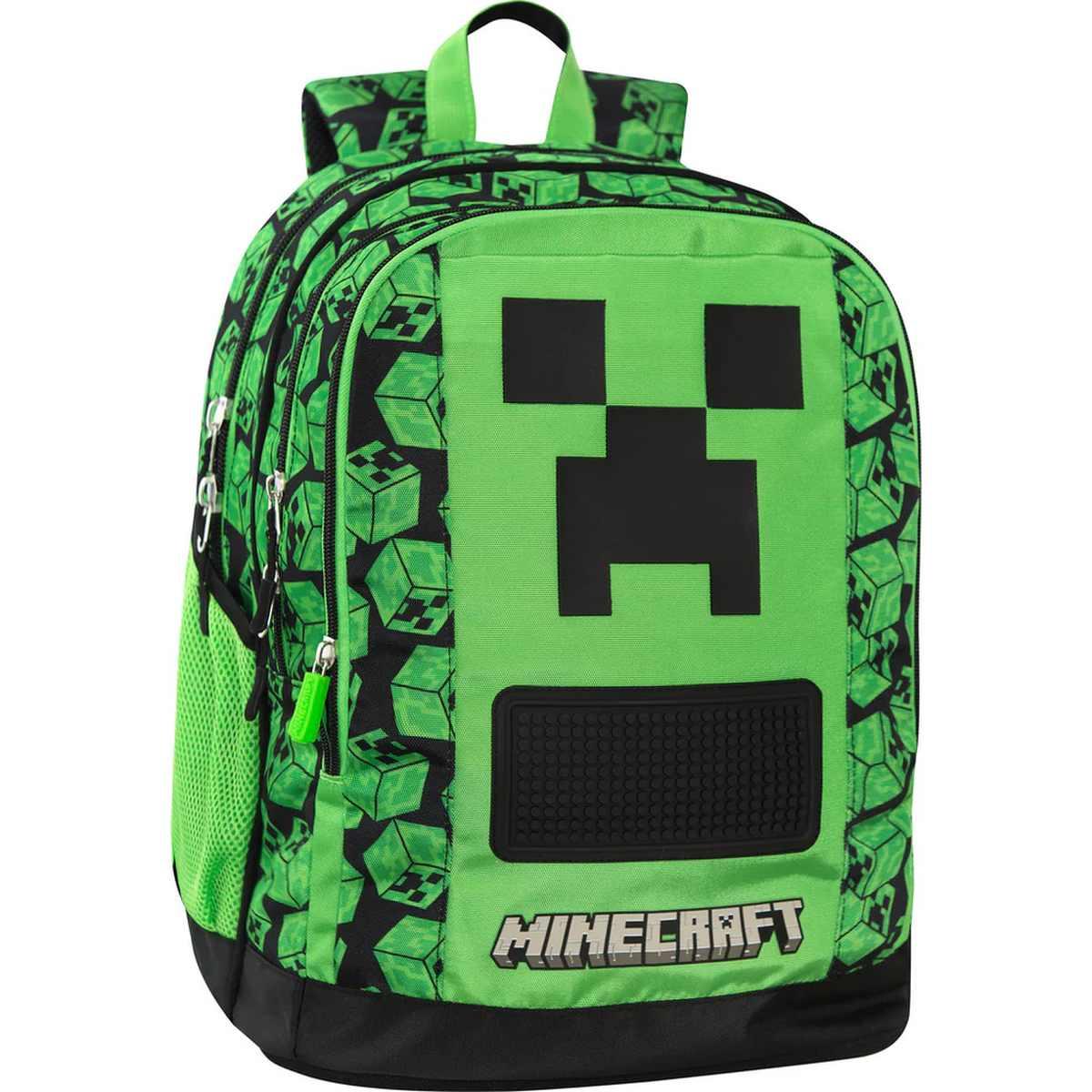 Zaino organizzato minecraft pixel verde/nero