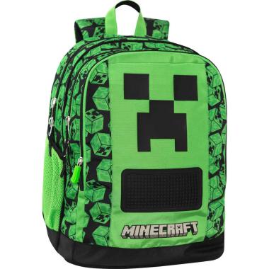 Zaino organizzato minecraft pixel verde/nero