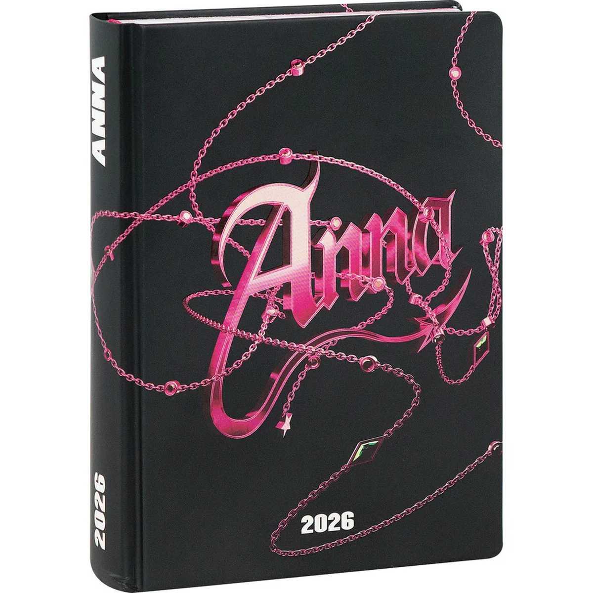 Diario anna 16 mesi 2025/26 - giornaliero non autografato - nero