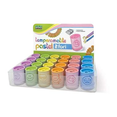 Temperamatite in metallo a fantasia linea pastel con contenitore in metallo