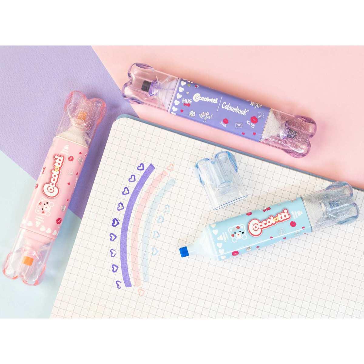 Evidenziatore glitterato con timbrino coccolotti by colourbook 3pz