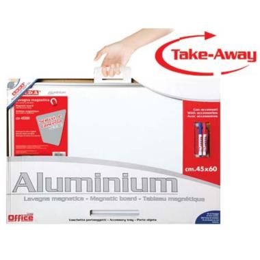 Lavagna magneti ca con cornice in alluminio anodizzato - 60 x 90 cm - take away