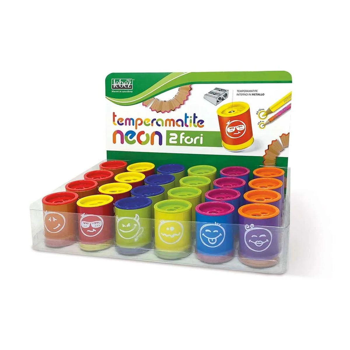 Temperamatite in metallo a fantasia linea neon con contenitore in metallo