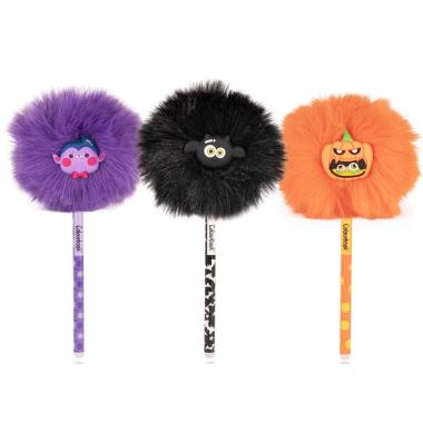 Penna cancellabile puff halloween con topper pon-pon
