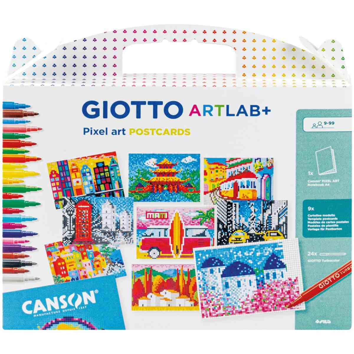 Gioco creativo giotto art lab pixel art postcards