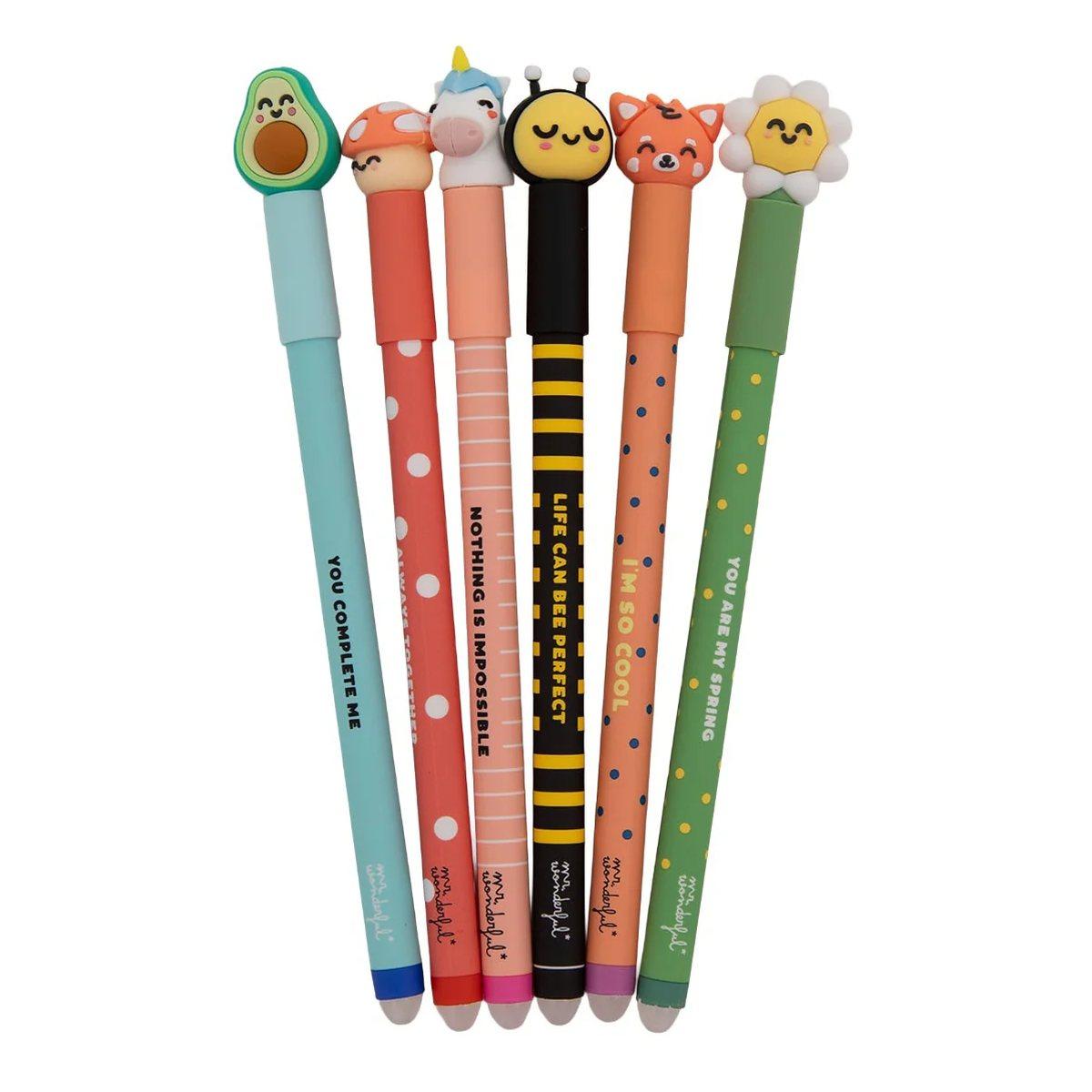 Set de 6 bolis borrables bo-bo - animales