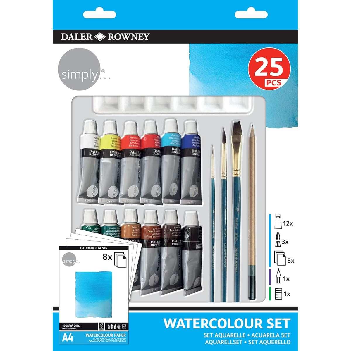 Daler rowney simply watercolour set - 25 pcs
