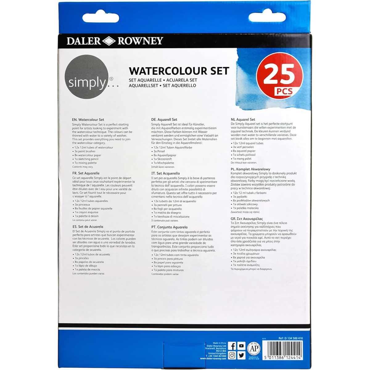 Daler rowney simply watercolour set - 25 pcs