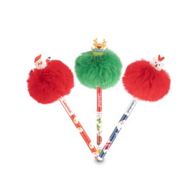 Penna puff natalizia con pon pon  colourbook