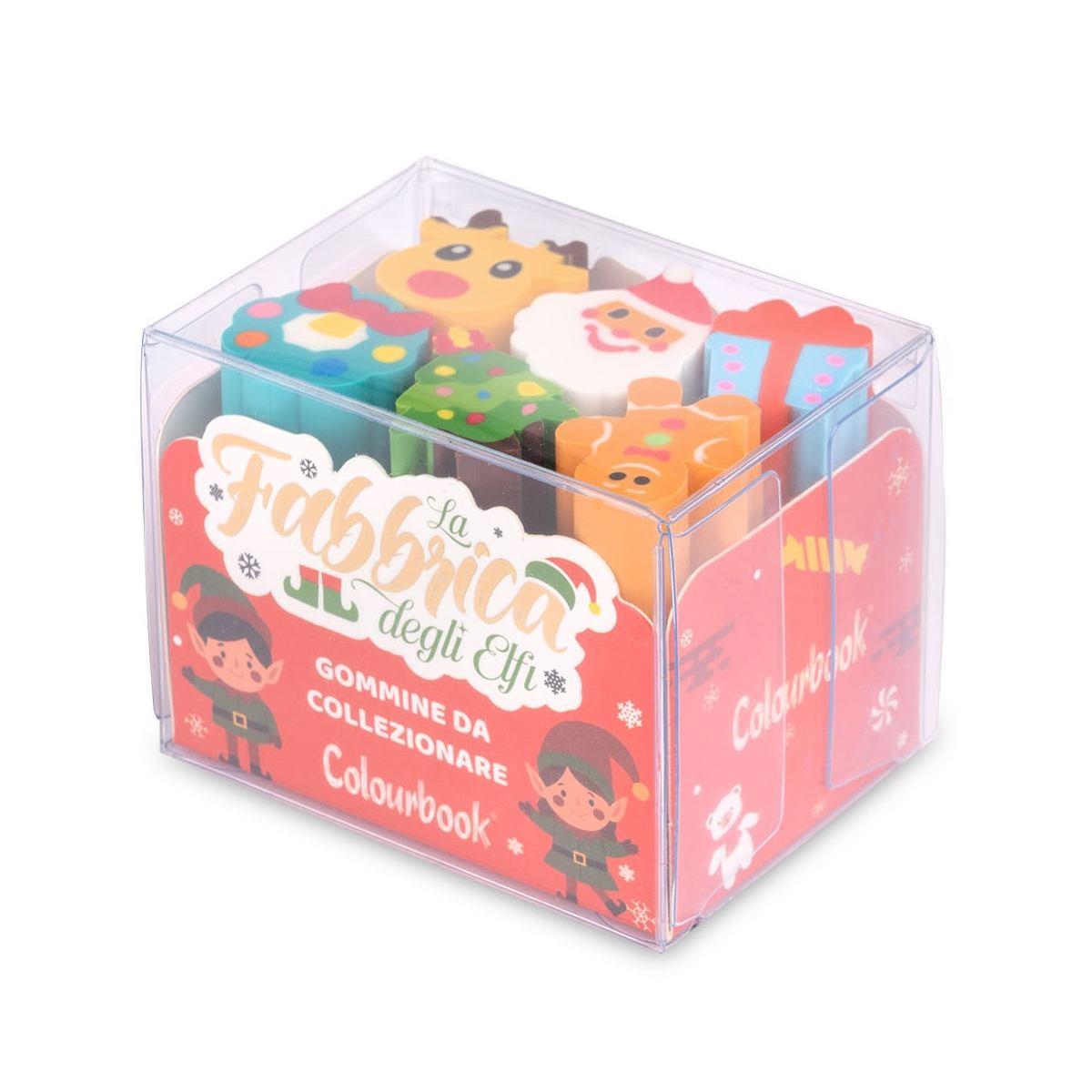 Gommine da collezione natalizie  6 pz la fabbrica degli elfi