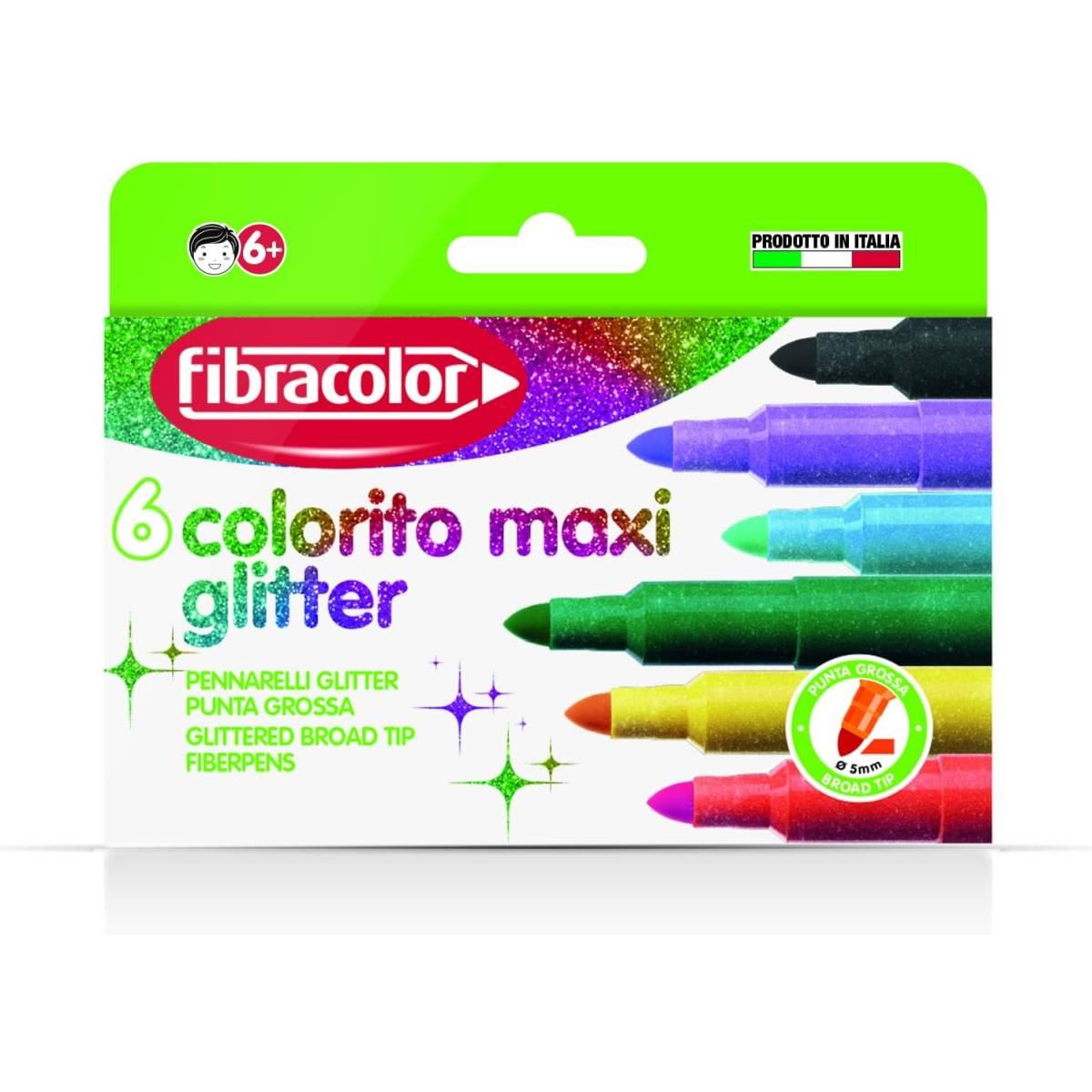 Pennarelli colorito maxi glitter - 6 pz