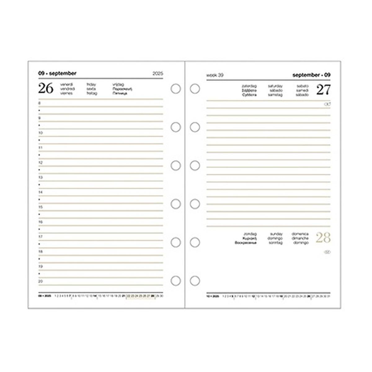 Ricambio organizer giornaliero - 6 fori - 14,5 x 21 cm