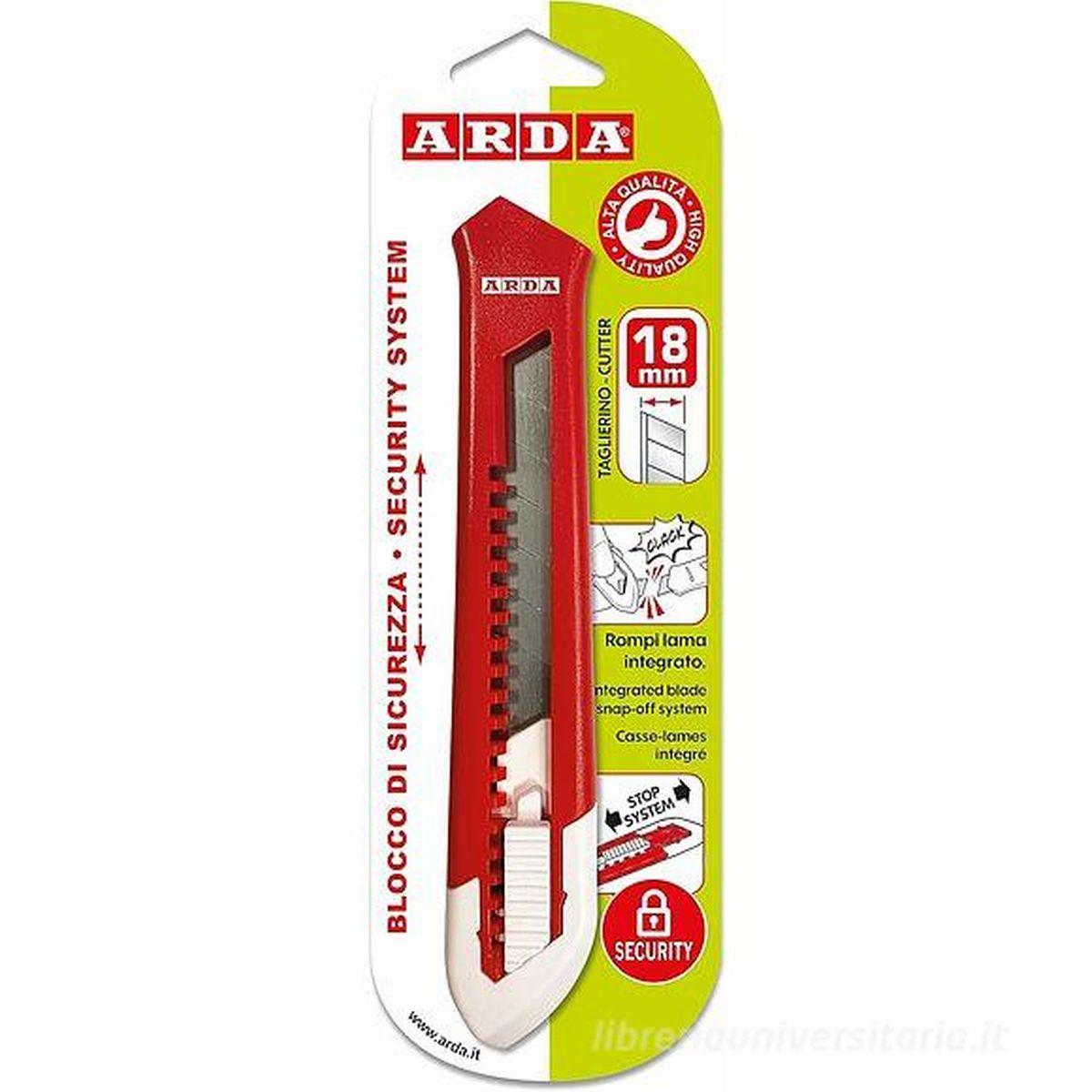 Arda - cutter in plastica con blocco di sicurezza 18 mm