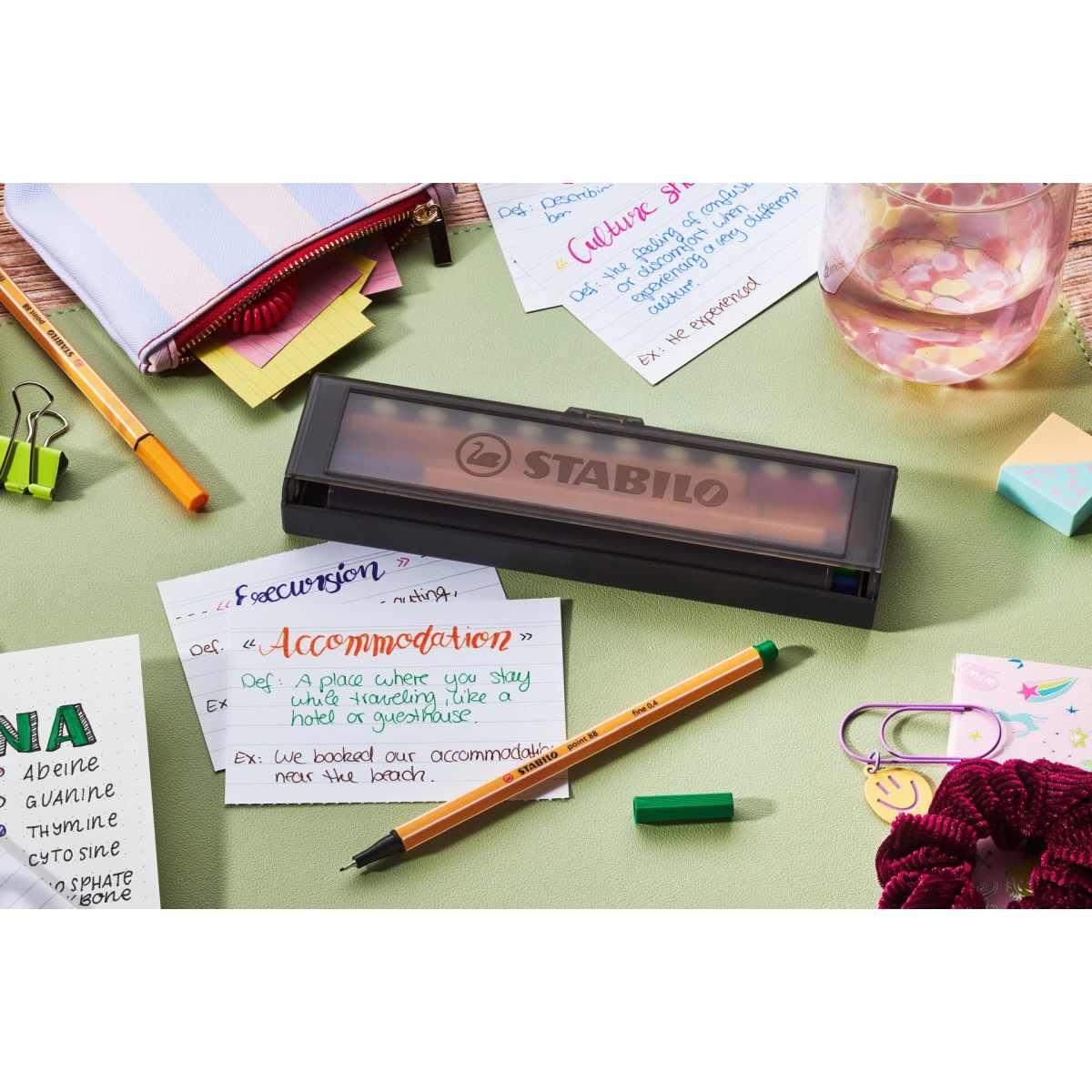 Penna fineliner stabilo point 88 click set con 10 colori