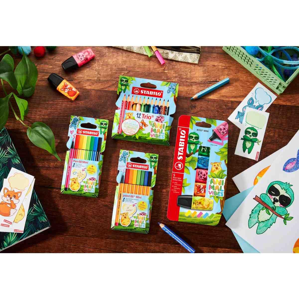 Pennarello stabilo pen 68 mini animal vibes - 8 pz