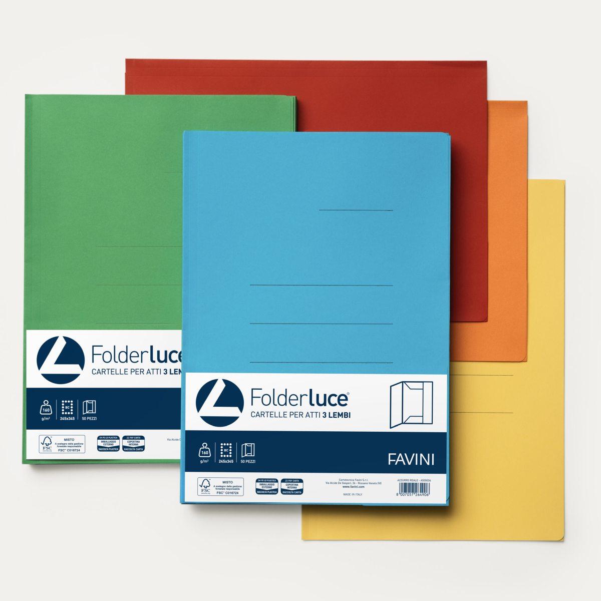 Cartelle 3 lembi folder luce - 160gr - bc - 50 pz
