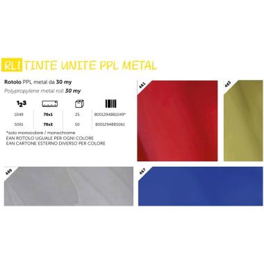 Rotolo ppl metal da 30 my - 70 x 200 cm - monocolore