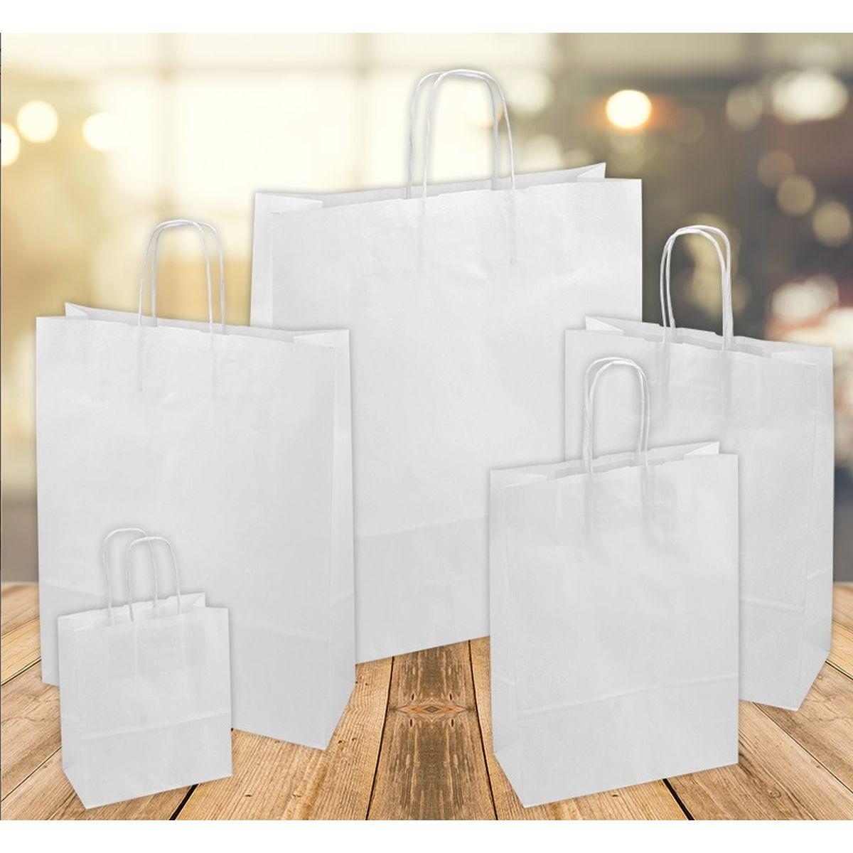 Shopper bianco kraft monolucido - 26 x 12 x 35 cm - 25 pz
