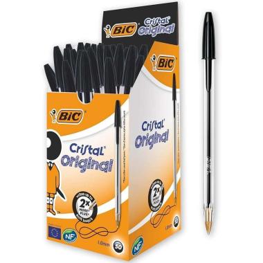 Penne a sfera bic cristal m punta 1 mm - nero - 50 pz