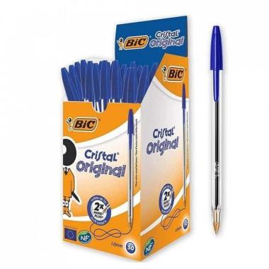Penne a sfera bic cristal m punta 1 mm - blu - 50 pz