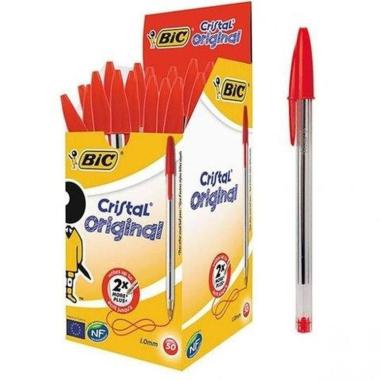 Penne a sfera bic cristal m punta 1 mm - rosso - 50 pz