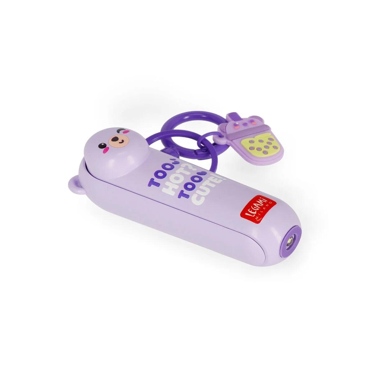 Legami mini fan - rechargeable portable fan - teddy bear lilac