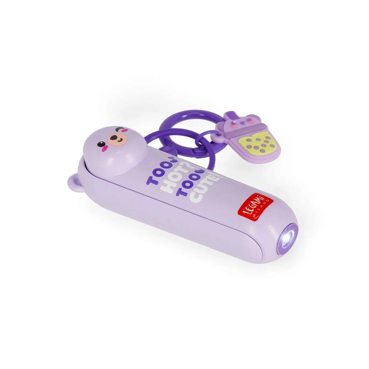Legami mini fan - rechargeable portable fan - teddy bear lilac