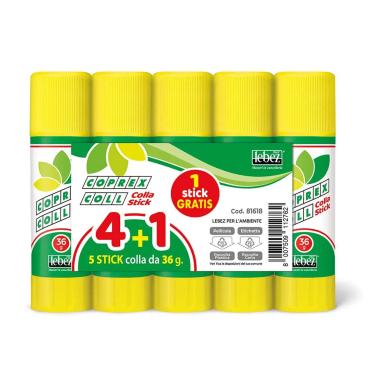 Lebez - colla stick coprex 36 gr - set 4 + 1 - pack 6 pz