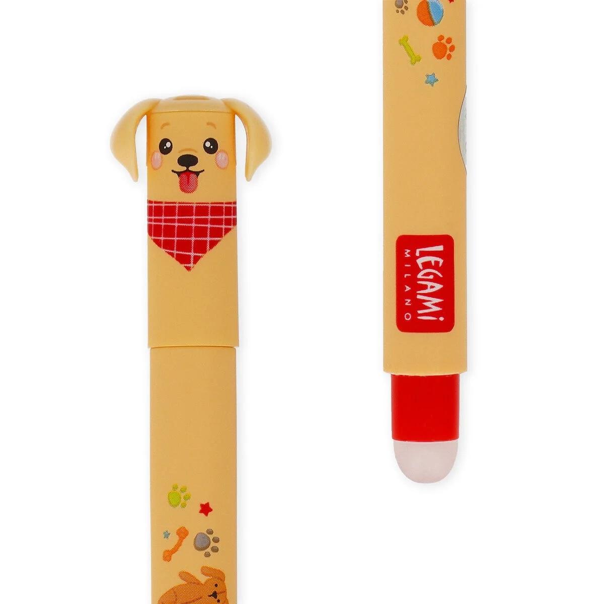 Legami set di 3 penne cancellabili - fur-ever friends - golden + bulldog + poodle