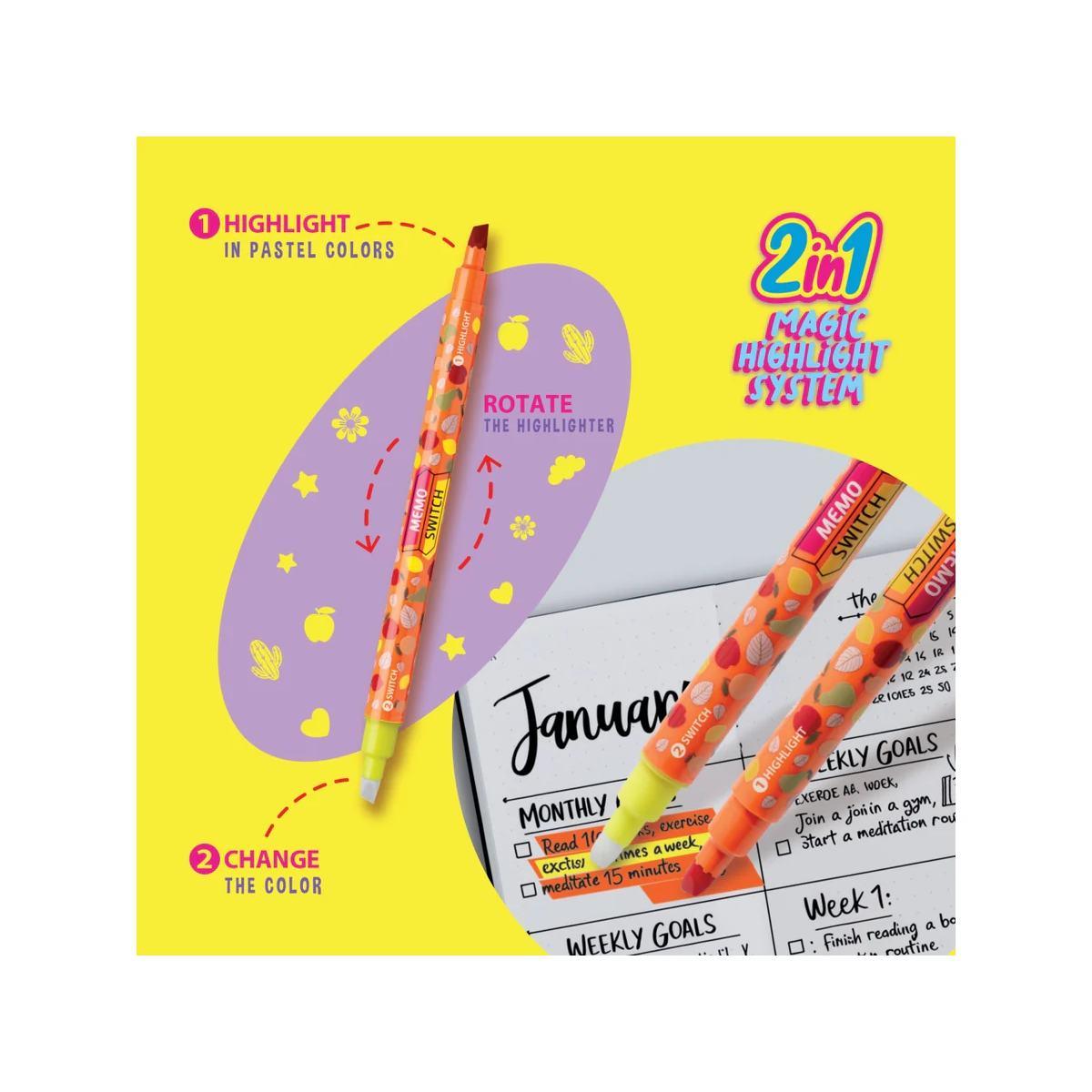 Carioca memo switch - set 4 evidenziatori magici cambia colore