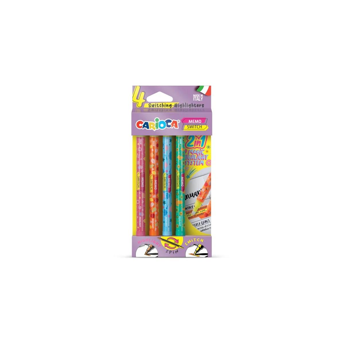 Carioca memo switch - set 4 evidenziatori magici cambia colore