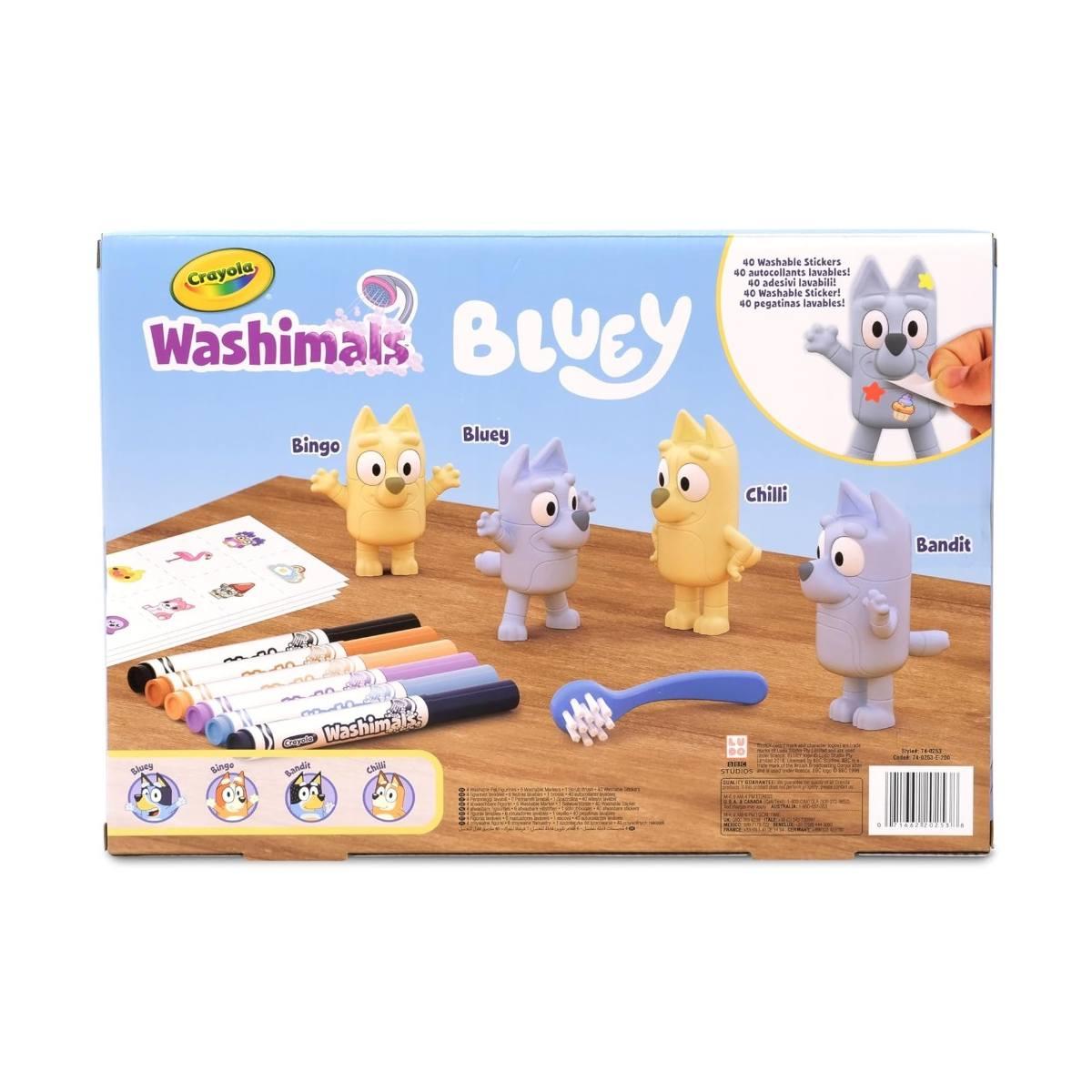 Crayola washimals bluey - set attivita' con 4 cuccioli con adesivi lavabili