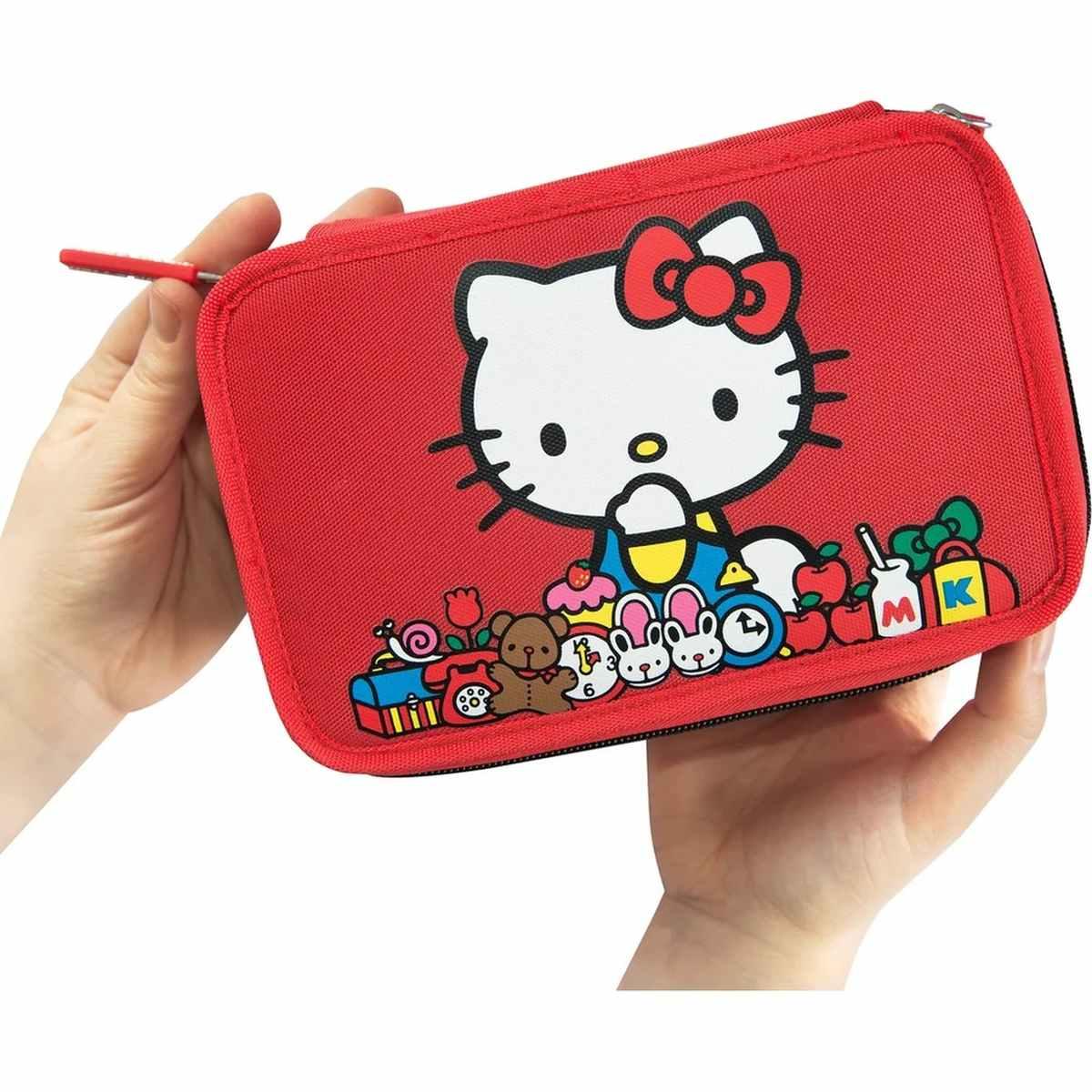 Astuccio 3 zip hello kitty rosso