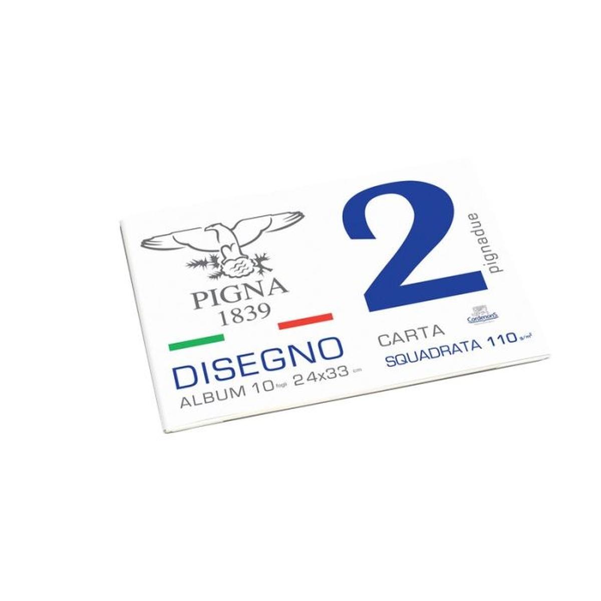 Pigna - album disegno pigna 2 - carta liscia riquadrata - 10 fg - 110 g - 24 x 33 cm