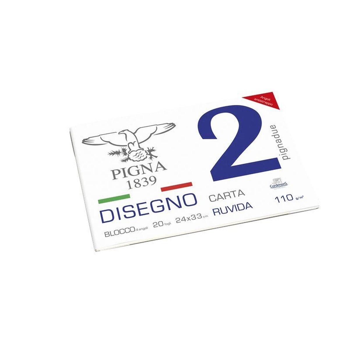 Pigna - album disegno 4 angoli - carta ruvida - 20 fg - 110 gr - 24 x 33 cm