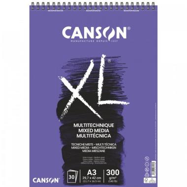 Canson - album disegno spirale xl - mixed media textured - grana media - a3 - 30 fg - 300 gr